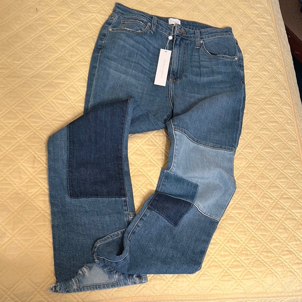 Women's Blue Patchwork Jeans